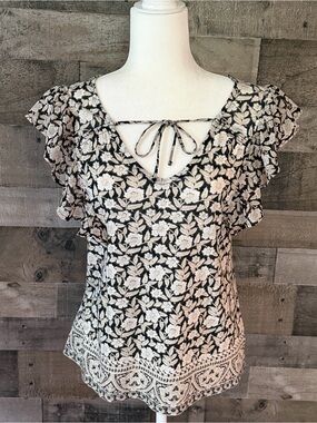Lucky Brand Tie Front Boho Top Size M